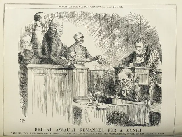 The image shows a paper with a drawing of a group of people sitting around a table, with one person...