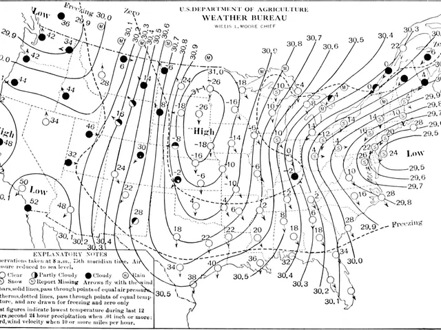 The image shows a map of the United States with a line graph depicting the average temperature in...