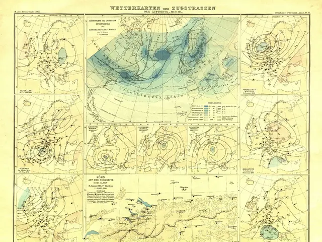 The image shows an old map of the world with a lot of different types of maps on it. The map is...