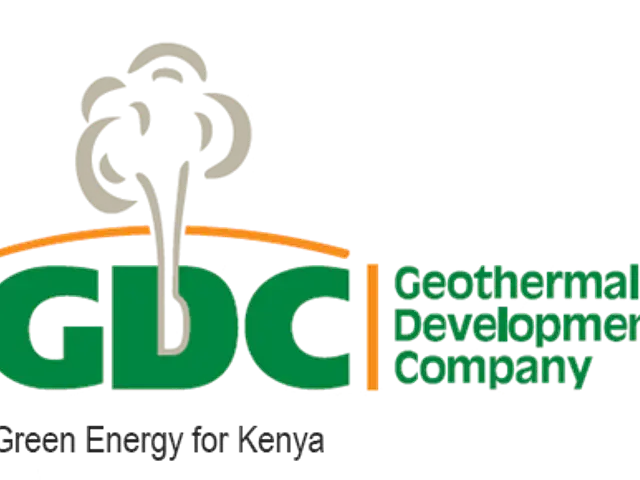 The image shows the logo of the Geothermal Development Company (GDC) with the text "Green Energy...