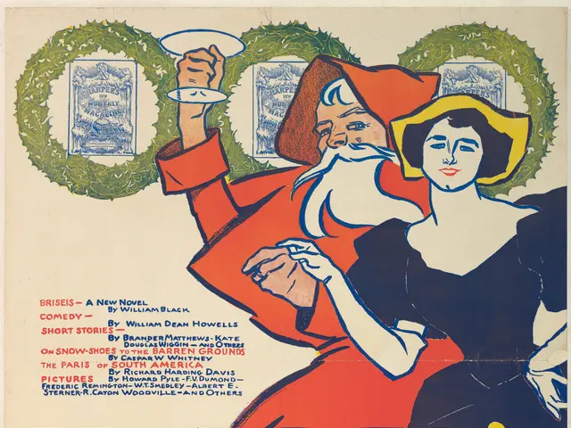 The image shows a poster for Harper's Christmas, featuring a man and a woman in the center. The...