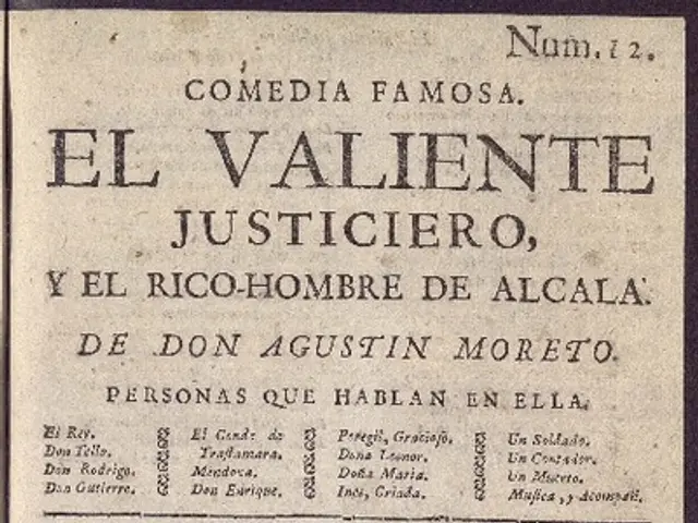 The image shows an old book with the title "El Valiente Justiciero y El Rico-Hombre de Alcala"...