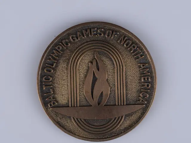 The image shows a bronze medal with the words "Olympic Games of North America" inscribed on it...