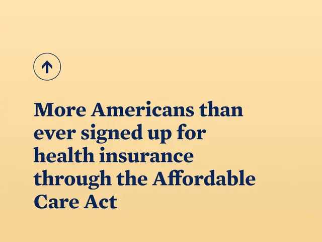 The image shows a poster with the text "More Americans than ever signed up for health insurance...