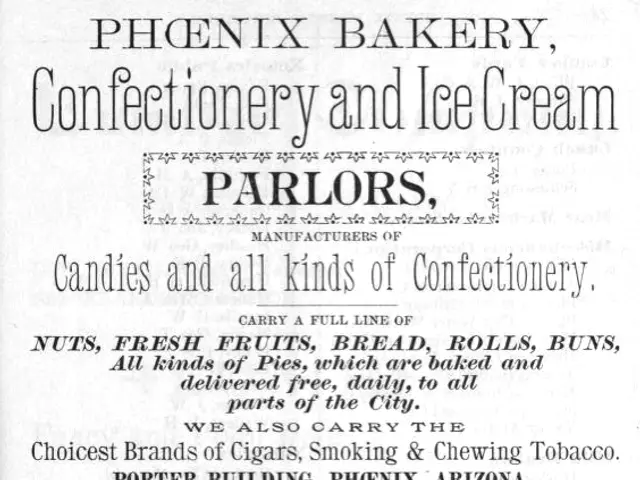 The image shows an advertisement for Phoenix Bakery, a confectionery and ice cream company. The...