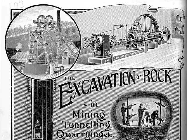 The image shows an old book with a black and white picture of a drilling machine on the cover. The...