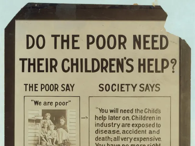 The image shows a poster with text and images that reads "Do the Poor Need Their Children's Help?"