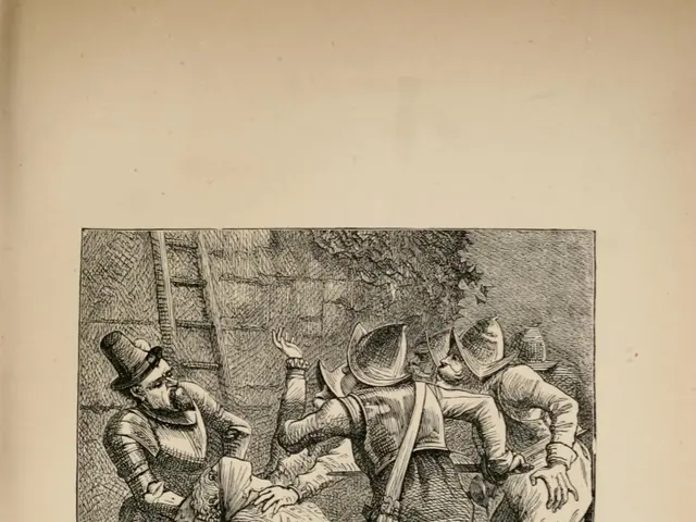 The image shows an open book with a drawing of a group of people on it. At the bottom of the image,...