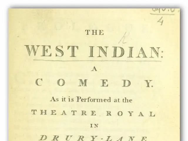 The image shows a poster with text and images depicting the West Indian comedy as it is performed...