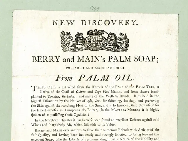 The image shows a paper with text and a logo on it, which reads "Berry and Main's Palm Soap from...