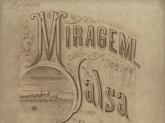 The image shows an old book with the words "Miragem Salsa para Piano Vargas" written on it. The...