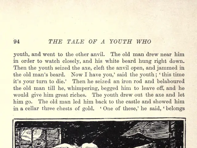 The image shows an open book with a drawing of a man and a woman on it. The man is wearing a long...