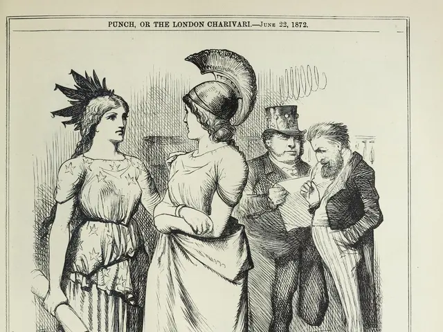 The image shows a paper with a drawing of a woman and a man standing side by side, with the words...