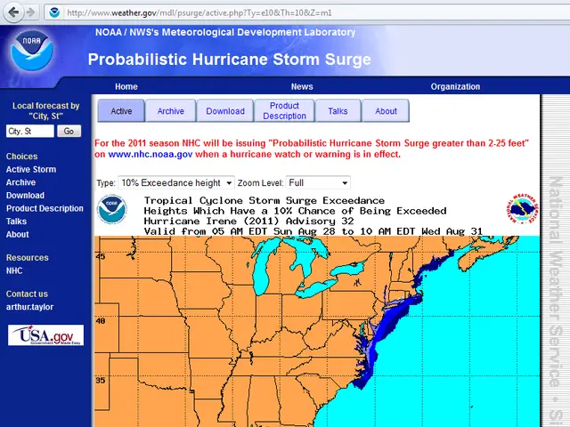 The image shows a computer screen with a map of the United States, displaying the probability of a...