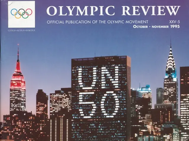 The image shows a book with the title "Olympic Review Official Publication of the Olympic Movement"...