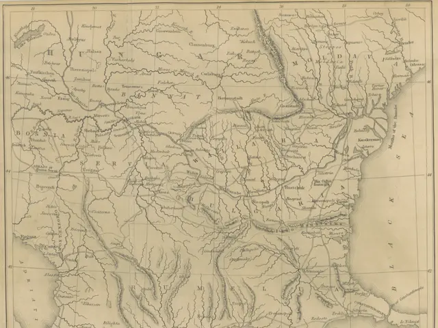 The image shows a paper with a map of the lower Danube and its adjacent provinces. The map is...