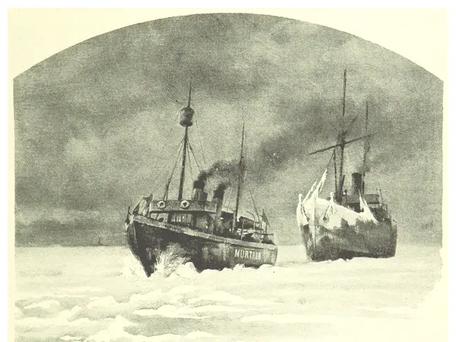 The image shows two boats in the water, with a sky in the background. At the bottom of the image,...