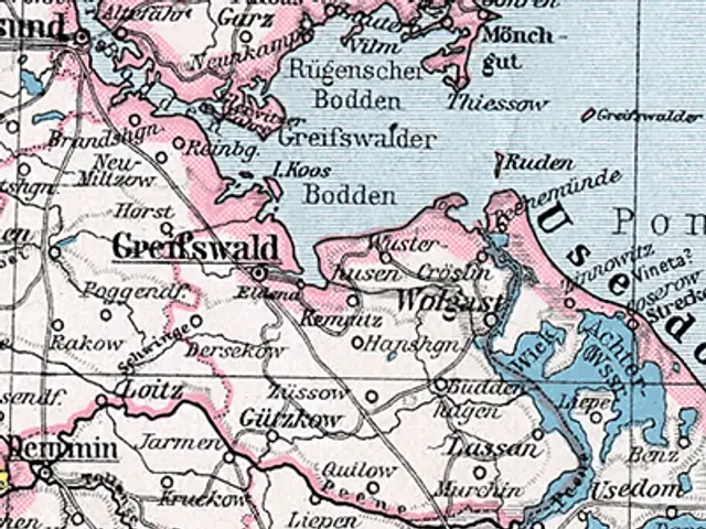 The image shows a map of the German Empire in the 19th century, with text indicating the extent of...