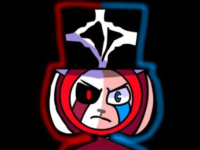 The image shows a cartoon character in a red and blue outfit with a star on his head, set against a...