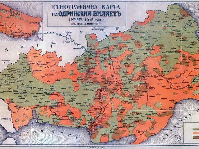 The image shows a poster of a map of the Russian Empire during the Crimean War, with text and...