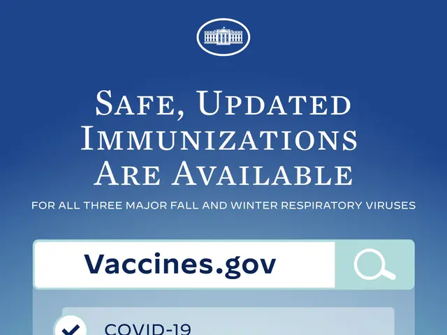 The image shows a poster with text and a logo that reads "Safe, Updated Immunizations are Available...