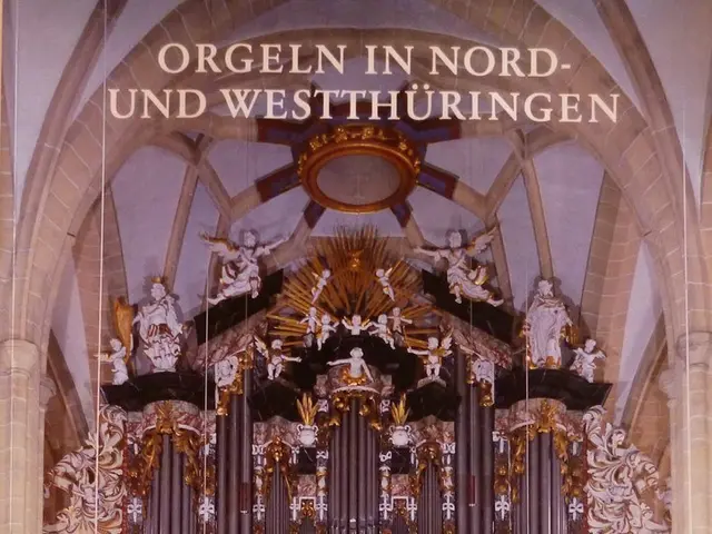 The image shows a poster of an organ in Nord- und Westthüringen, a church in Germany. The poster...