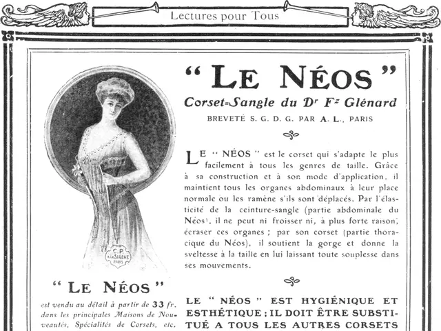The image shows an advertisement for a woman in a dress with the words "Le Neos" written on it. The...