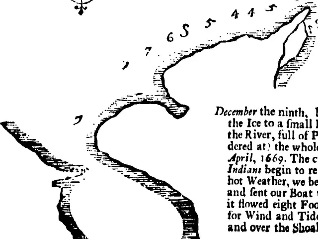 The image shows a black and white drawing of a map of the United States of America with the words...