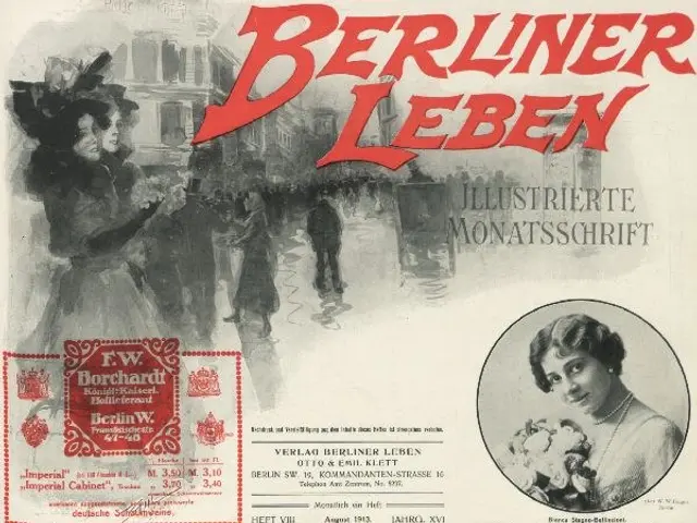 The image shows an advertisement for the Berliner Leben film, featuring a group of people standing...