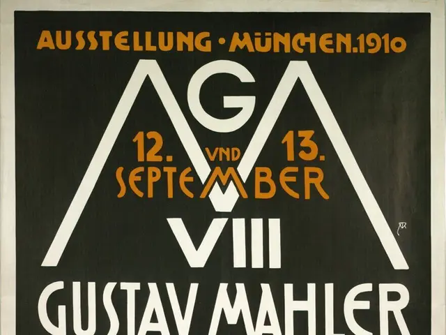 The image shows a poster for Gustav Mahler's symphonic concert in Munich, Germany. The poster is in...