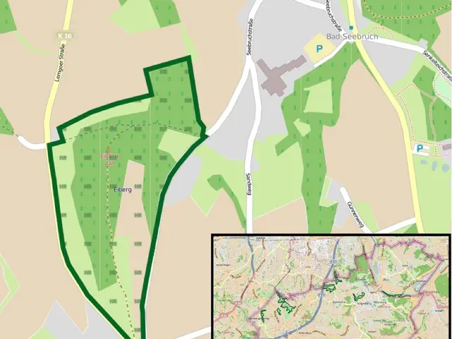 The image shows a map of a city with a green area in the middle of it. The green area is likely the...