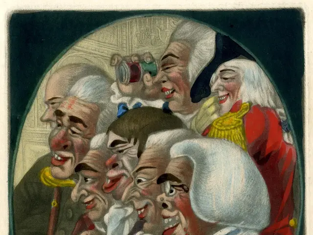 The image shows a group of people in a circle, with one person holding a paper in their hand. At...