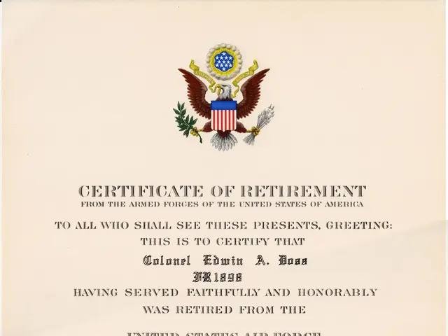 The image shows a certificate of retirement issued by the United States Air Force. It is a formal...