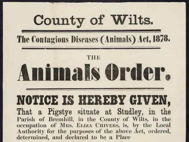 The image shows a poster with the text "The County of Wilts, The Contagious Diseases Animals Act,...