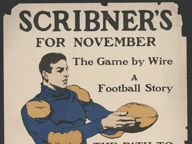 The image shows a poster of a person holding a football, with the words "Scribner's for November:...