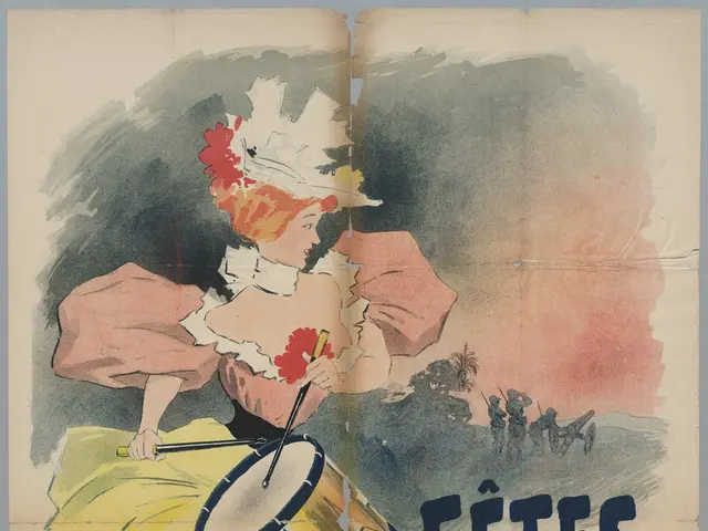 The image shows a poster advertising a concert in Madrid, Spain. It features a painting of a woman...