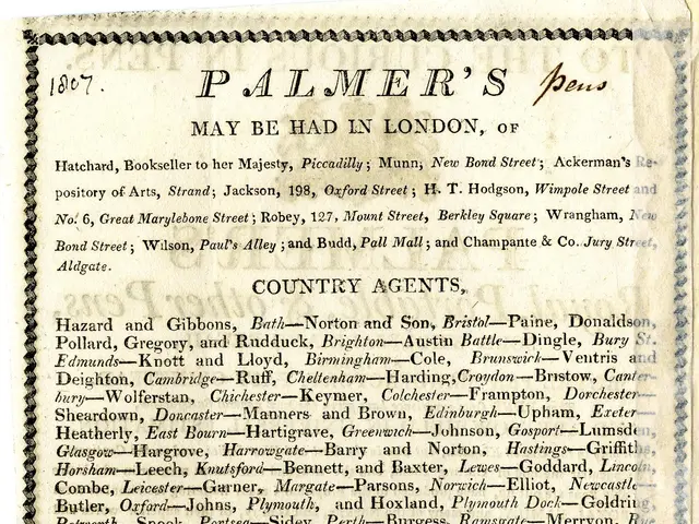 The image shows an old book with the title "Palmer's Pen May Be Had in London, of Country Agents"...