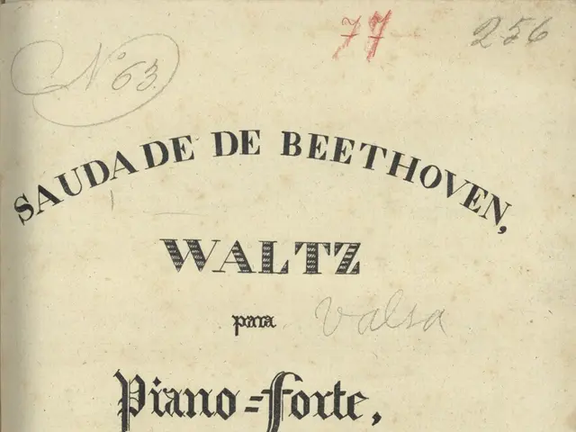 The image shows an old book with the title "Waltz Piano-Forte, Composition for Beethoven" written...
