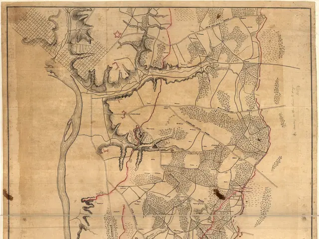 The image shows an old map of the city of Charleston, South Carolina, with the route of the New...
