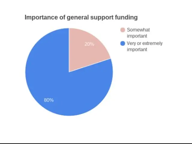The image shows a white background with a pie chart depicting the importance of general support...