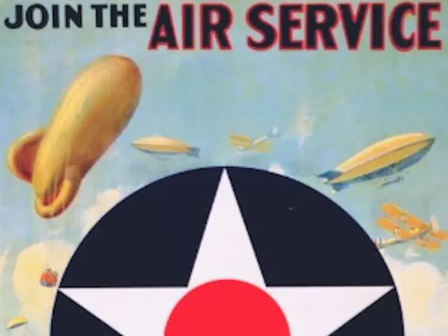 The image shows a poster with the words "Join the Air Service - Learn-Earn" written across the top....