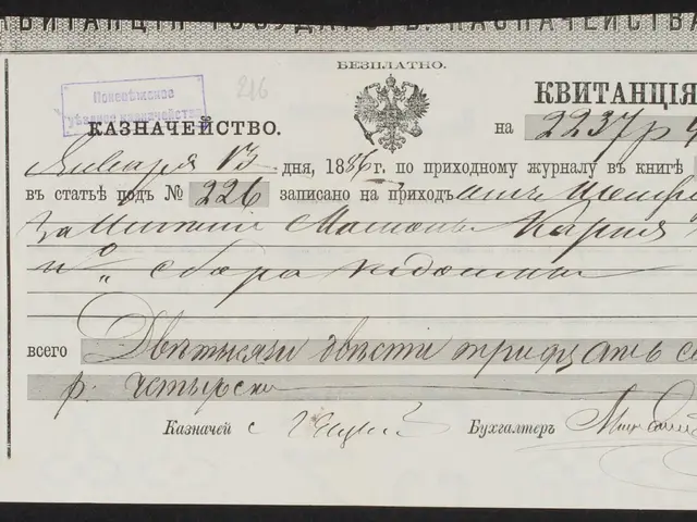 The image shows an old Russian banknote with a black background and a stamp on it. The banknote is...