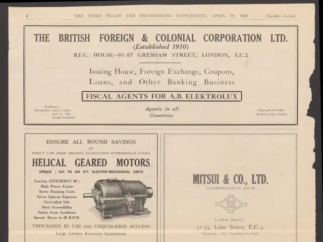 The image shows an old advertisement for the British Foreign and Colonial Corporation Ltd. It is a...