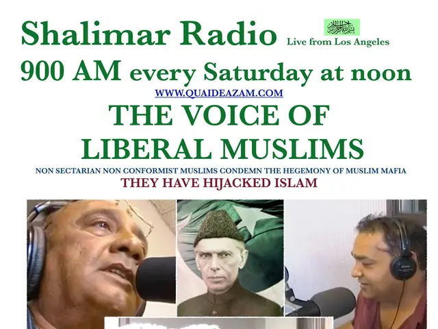 The image shows a poster with pictures of people wearing headsets and microphones, with the words...