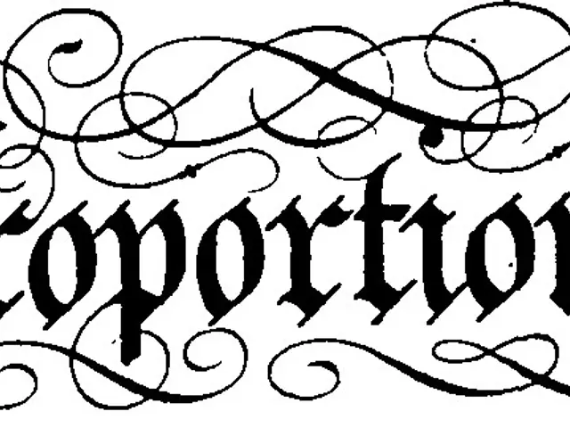 The image shows a black and white drawing of the word "corporation" written in a calligraphic font....