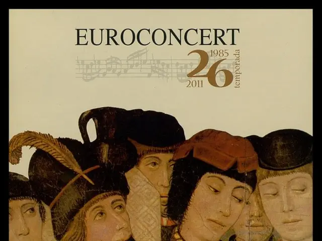 The image shows a poster for the European Concert 26, featuring a group of people playing musical...