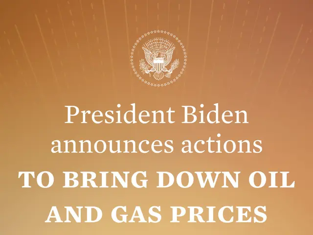 The image shows President Biden announcing actions to bring down oil and gas prices, with a logo...