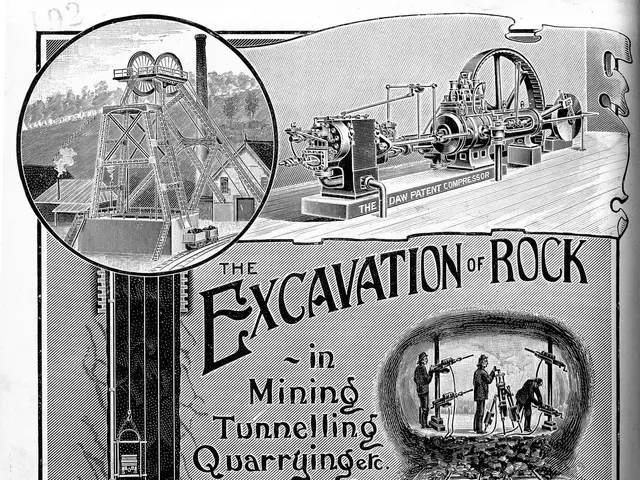 The image shows an old book with a black and white picture of a drilling machine on the cover. The...