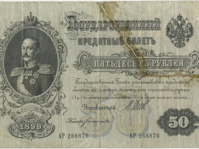 The image shows an old Russian banknote with a picture of a man on it. The man in the picture is...
