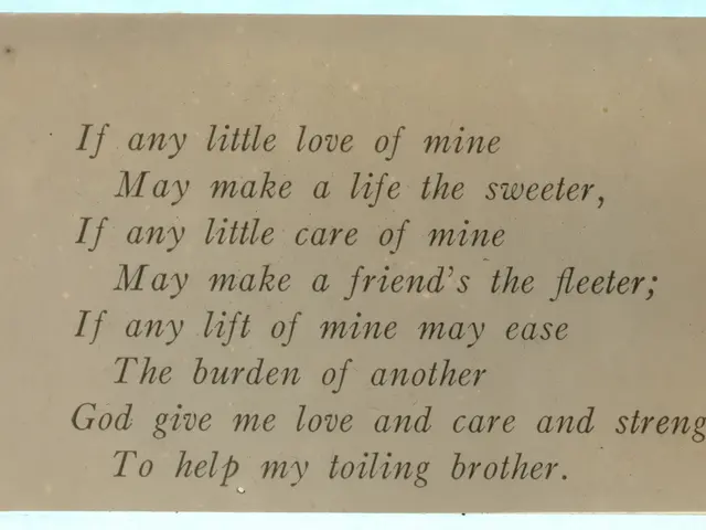 The image shows a paper with the text "If any little love of mine may make a life the sweeter"...